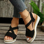 Damen Wedge-Sandalen mit geflochtenem Riemedesign R&B