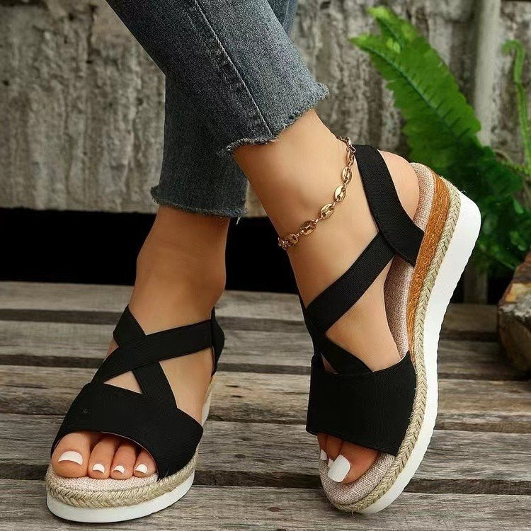 Damen Wedge-Sandalen mit geflochtenem Riemedesign R&B