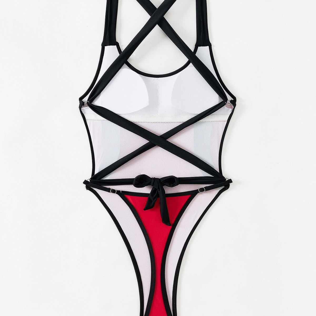 Damen Sportlicher Einteiler mit hohem Beinausschnitt und stylishem Kontrast R&B