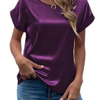 Damen Satin T-Shirt mit elegante Details R&B