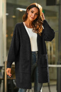 Damen Grobstrick-Kimono-Cardigan mit offenen Ärmeln und praktischen Taschen