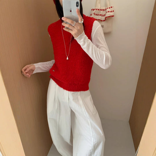 Damen Strickweste mit weichem, flauschigem Material und modernem Schnitt R&B