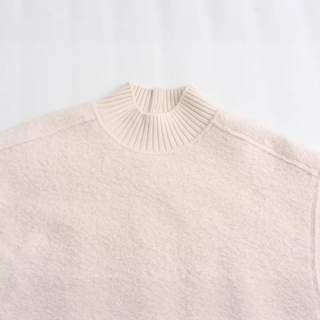 Damen Grobstrickpullover mit hohem Kragen R&B