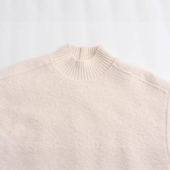 Damen Grobstrickpullover mit hohem Kragen R&B