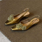 Damen Slingback Pumps mit funkelnden Kristallen R&B