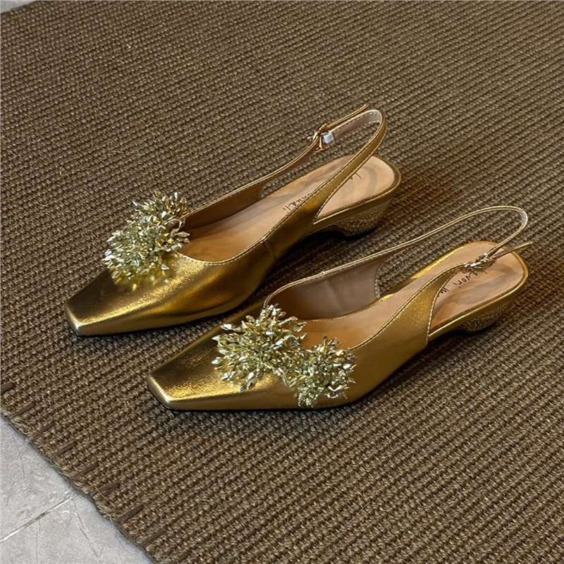 Damen Slingback Pumps mit funkelnden Kristallen R&B