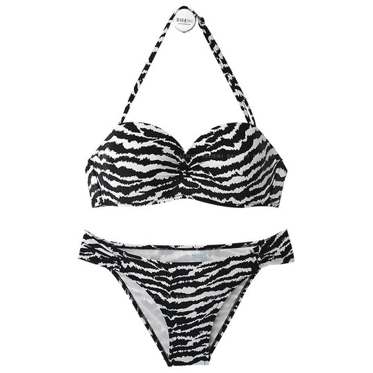 Damen Bikini-Set mit stilvollem Zebra-Print und gepolstertem Oberteil R&B