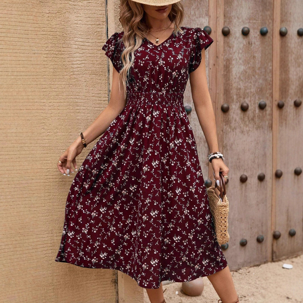 Damen Midikleid mit floralem Muster und Raffungen R&B