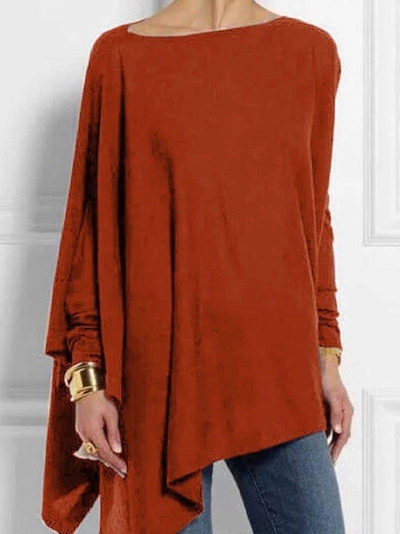 Damen nan drapierte Oversize-Tunika mit schrägem Zipfelsaum und weiten Fledermausärmeln R&B