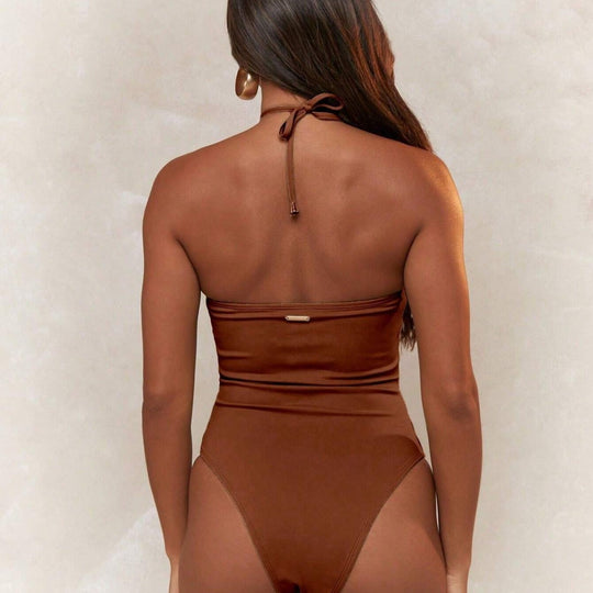Damen Trendiger Einteiler Badeanzug mit verspieltem Cut-Out R&B