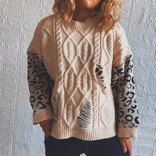 Damen lässiger Strickpullover mit modernem Muster und einzigartigen Details R&B