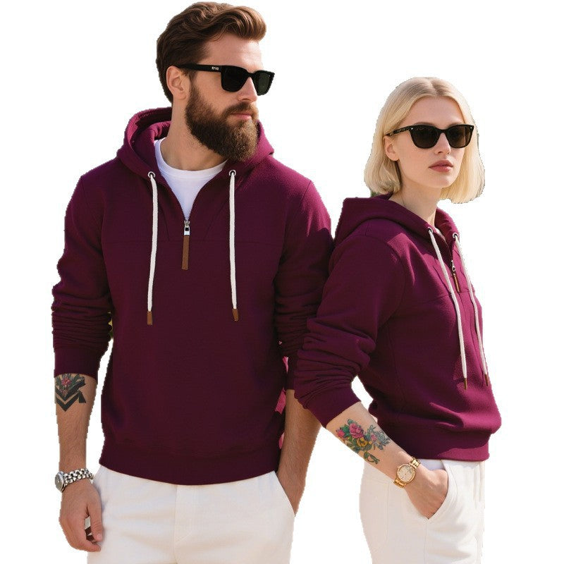 Herren sportlicher Kapuzenpullover mit halbem Reißverschluss und hochwertigen Materialien R&B