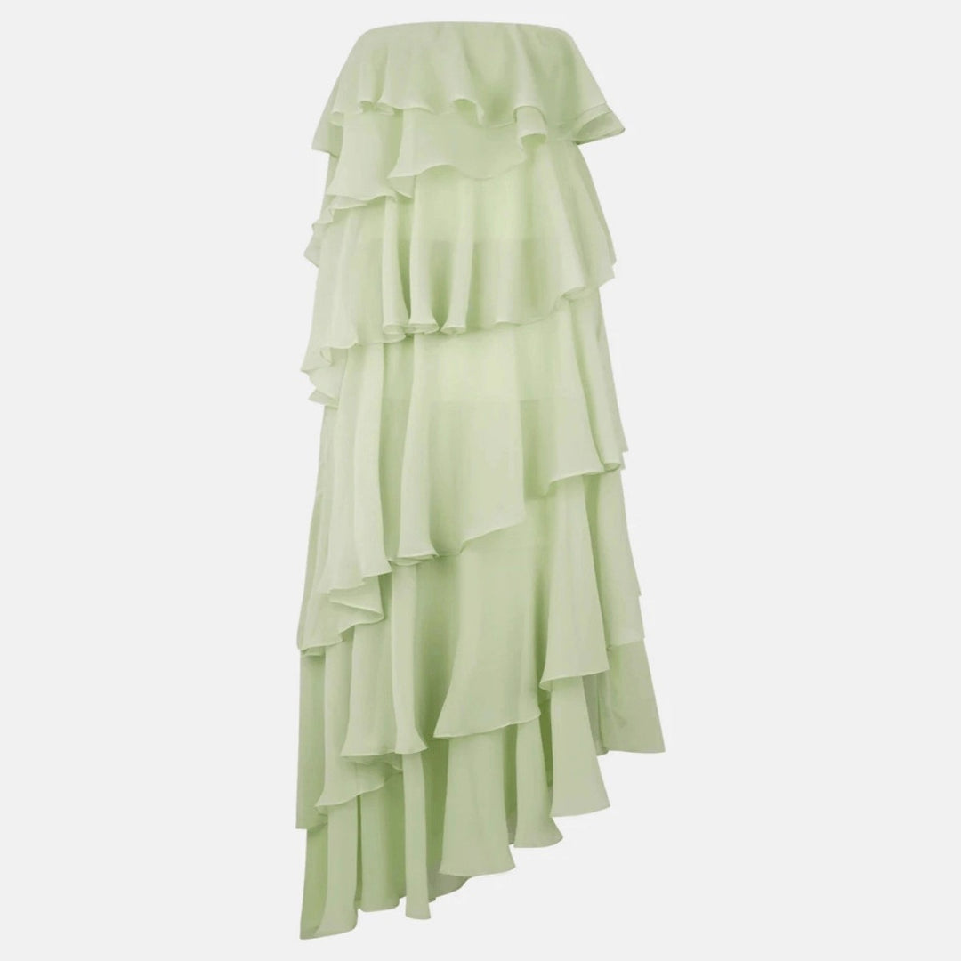 Damen Langes Rüschensommerkleid mit gerafften Details R&B