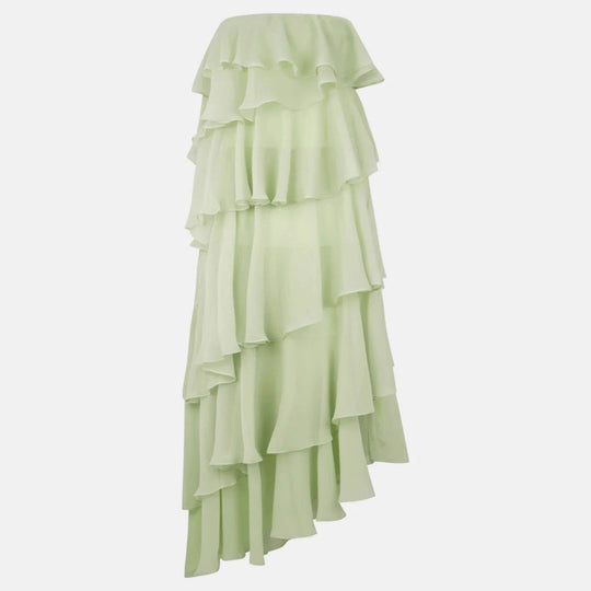 Damen Langes Rüschensommerkleid mit gerafften Details R&B