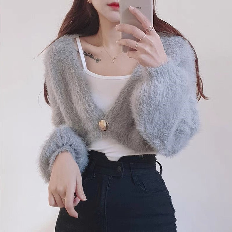 Damen kuschelige Bolerojacke im modischen und flauschigen Design R&B