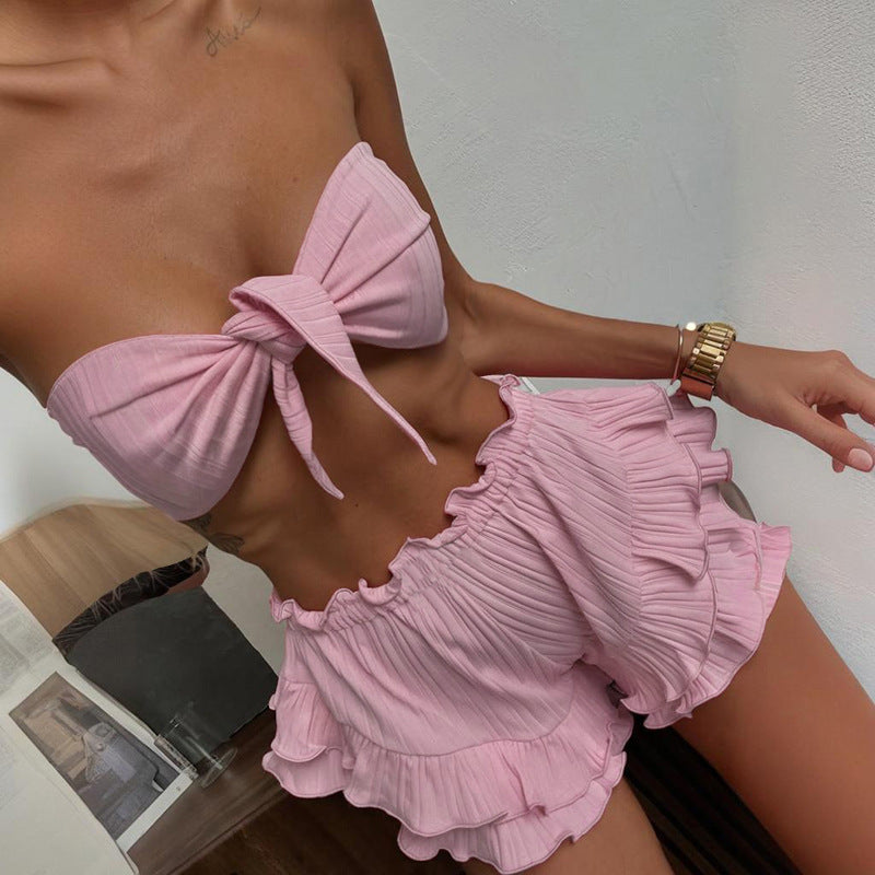 Damen Bustier-Badeanzug mit voluminösem Rüschenschnitt R&B