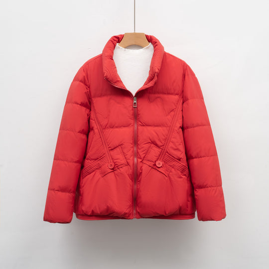 Damen gesteppte Winterjacke mit praktischen Taschen und hohem Kragen R&B