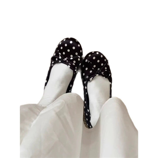 Damen Ballerinas mit niedlichem Pünktchenmuster und zierlichem Schleifchen R&B