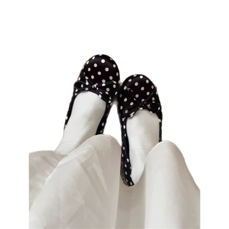 Damen Ballerinas mit niedlichem Pünktchenmuster und zierlichem Schleifchen R&B