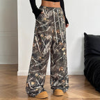 Damen Cargohosen mit hohem Bund und Allover-Muster R&B