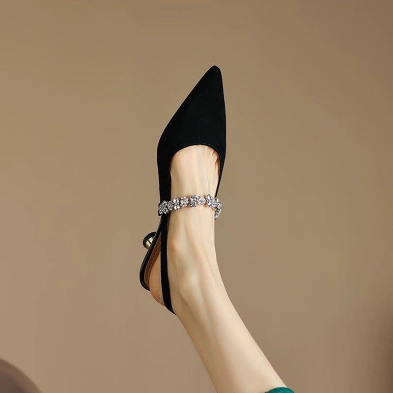 Damen Slingback-Pumps mit glamourösem Strass-Detail