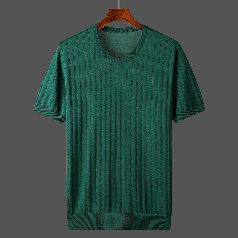 Damen Kurzarm Strickoberteil mit feinem Liniendesign und komfortablem Schnitt R&B