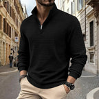 Herren sportlicher Pullover mit Halbreißverschluss und strukturierter Oberfläche R&B