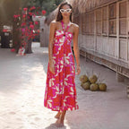 Damen Maxi Kleid mit raffiniertem Halterneck und trendigem Print R&B