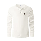 Herren Langarm-Henley-Shirt aus weichem Baumwollmix mit dekorativen Knöpfen R&B