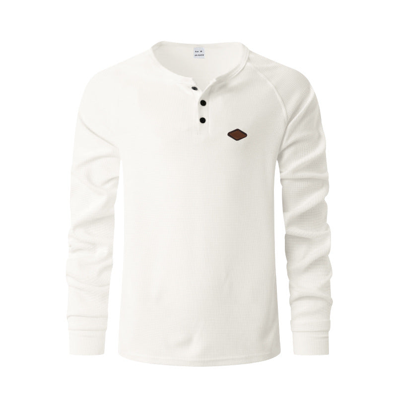 Herren Langarm-Henley-Shirt aus weichem Baumwollmix mit dekorativen Knöpfen R&B
