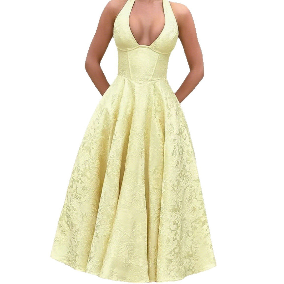 Damen Elegantes Hochzeitskleid mit schwingendem Rock und tiefem V-Ausschnitt R&B