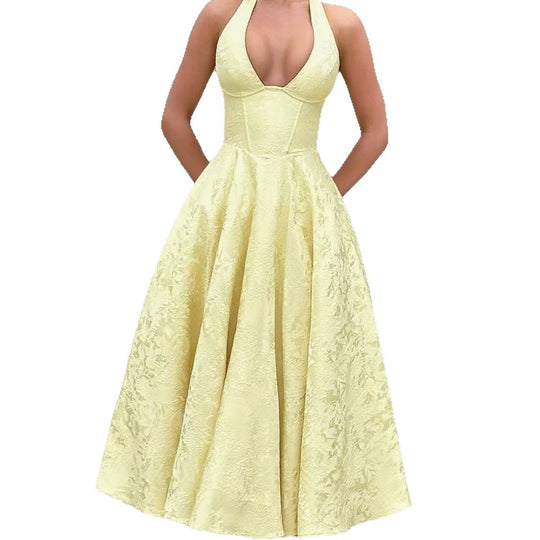 Damen Elegantes Hochzeitskleid mit schwingendem Rock und tiefem V-Ausschnitt R&B