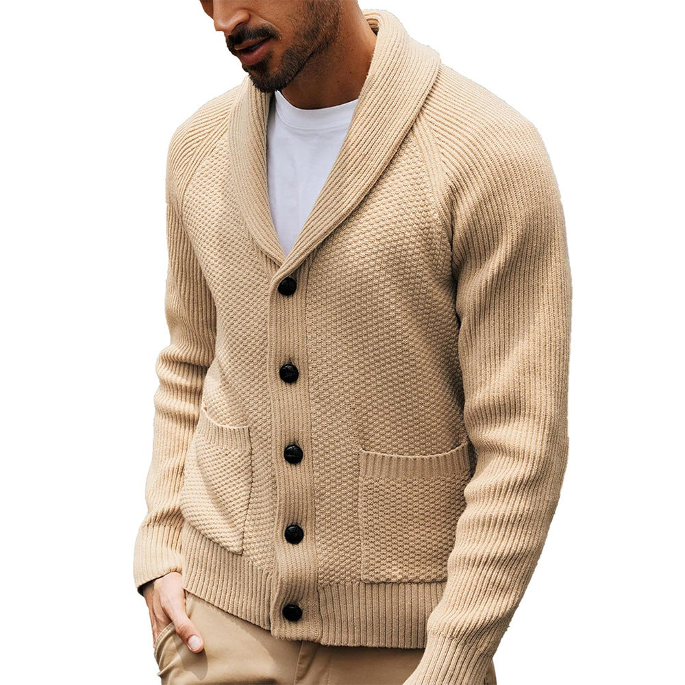 Herren Strickjacke mit strukturiertem Design und praktischem Schalkragen R&B