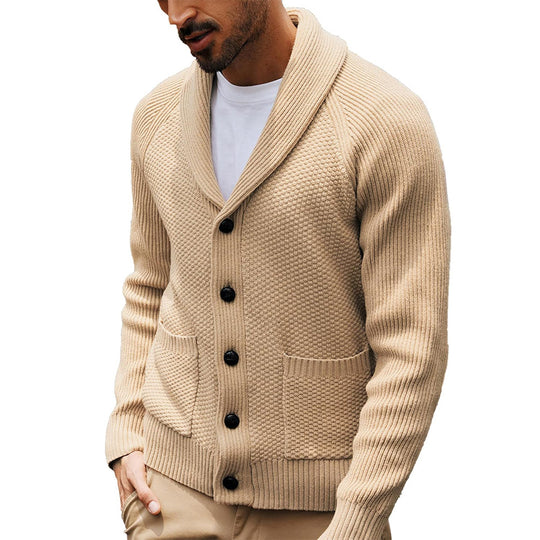 Herren Strickjacke mit strukturiertem Design und praktischem Schalkragen R&B