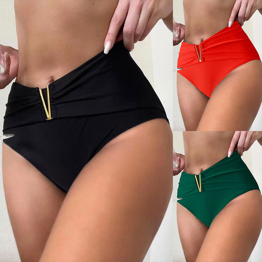 Damen Hochgeschnittener Bikini-Slip mit dekorativem Gürteldetail R&B