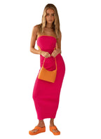 Damen elegantes Maxi-Kleid mit schulterfreiem Design und modischen Cut-Outs R&B