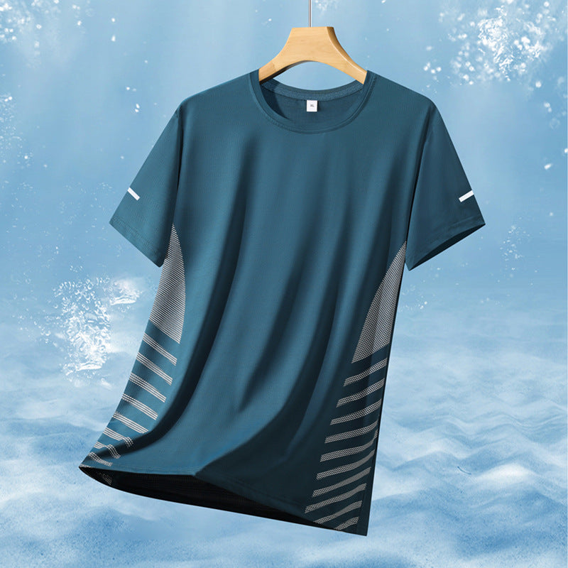 Herren nan atmungsaktives Sportshirt mit Netz-Einsätzen, feuchtigkeitsableitender Funktionsstoff und reflektierenden Streifen R&B