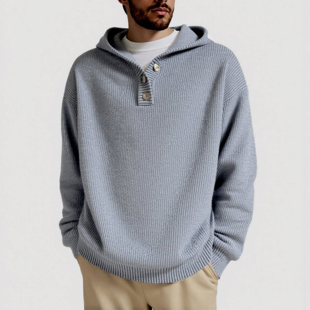 Herren Kapuzenpullover mit strukturiertem Zopfmuster R&B