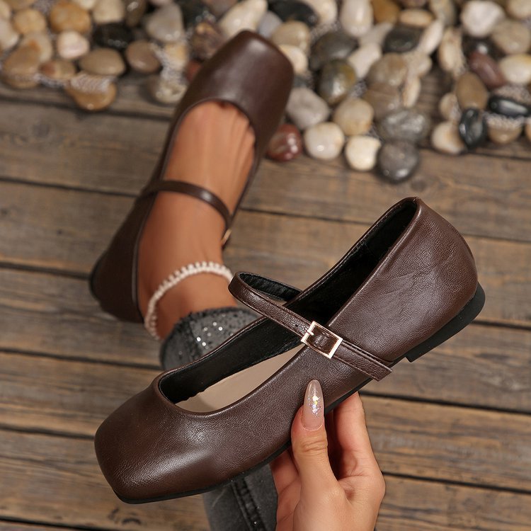 Damen Klassische Ballerinas mit verstellbarem Riemen R&B