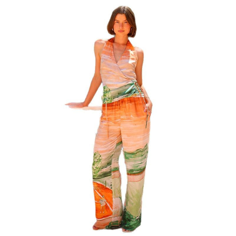 Damen Wickel-Jumpsuit mit floralem Design und elastischem Gummizug R&B