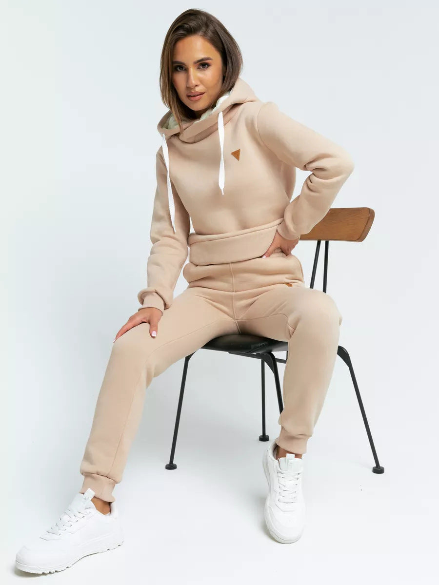 Damen Sportliches Hoodie-Set mit hohem Kragen R&B