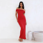 Damen Elegantes Maxikleid mit Off-Shoulder Schnitt und figurbetonter Passform R&B