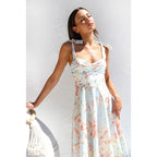 Damen Sommerliches Maxikleid mit verstellbaren Trägern und Raffungen R&B