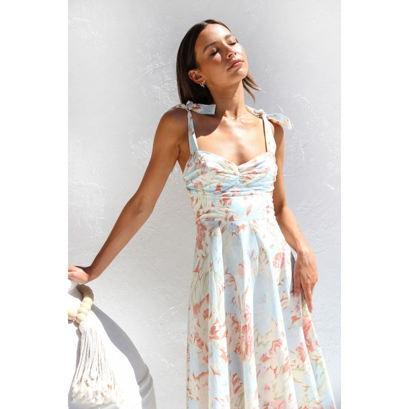 Damen Sommerliches Maxikleid mit verstellbaren Trägern und Raffungen R&B