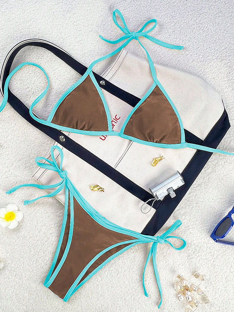 Damen Triangel-Bikini mit verspielten Schleifen R&B