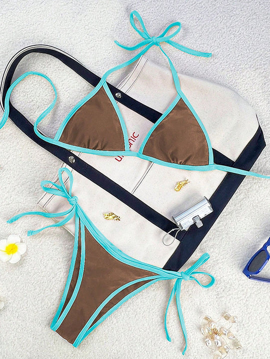 Damen Triangel-Bikini mit verspielten Schleifen R&B