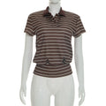 Damen Polo-Shirt mit eleganter Längsstreifen-Optik und klassischem Kragen R&B