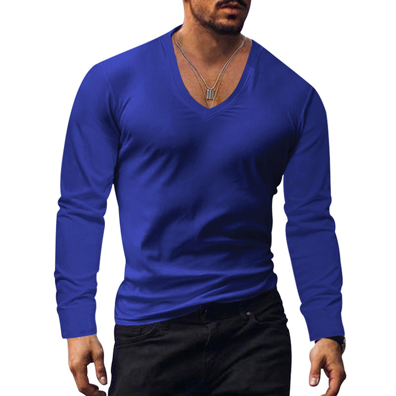 Herren Langarm V-Ausschnitt T-Shirt R&B
