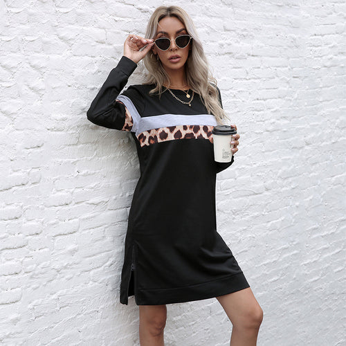 Damen lässiges Sweatkleid mit modernen Tierprint-Details R&B