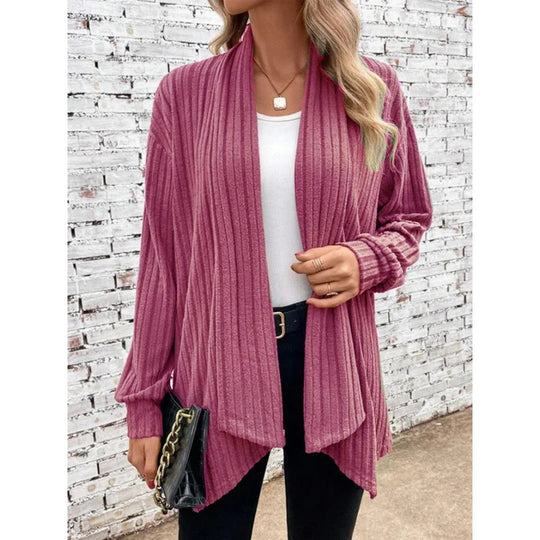 Damen Gestreifter Cardigan mit offenem Schnitt und langen Ärmeln R&B